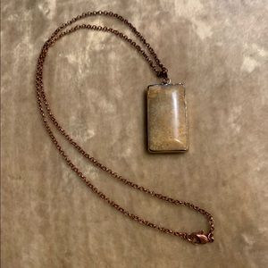 Fossilized Coral Pendant with Antique Copper Chain Necklace